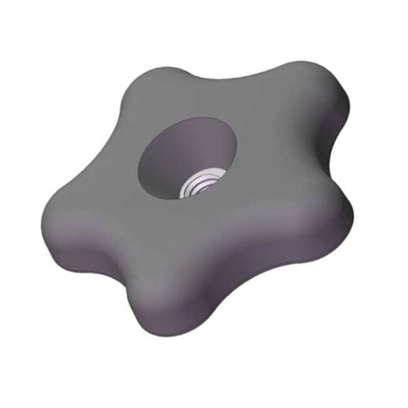 Star Knob, 1/4-20 Thread Size, 0.625"L, Thru, Locking Tap, Steel