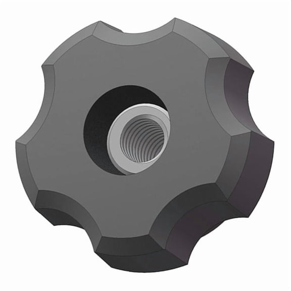 Fluted Knob, 3/8-16 Thread Size, 0.875"L, Thru Tap, Steel