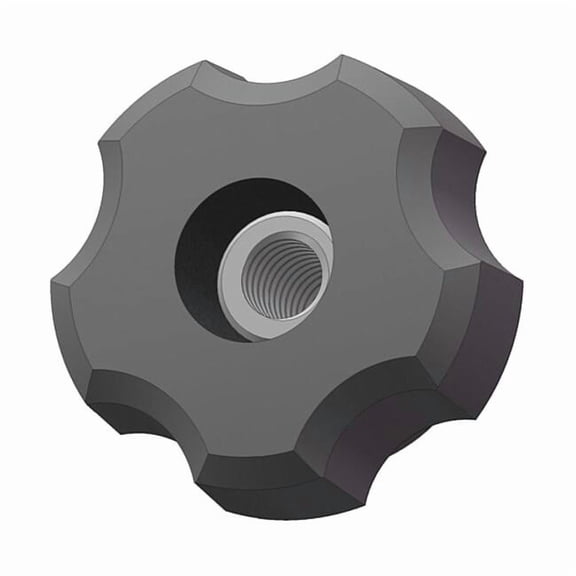 Fluted Knob, 5/16-18 Thread Size, 0.875"L, Thru, Locking Tap, Steel