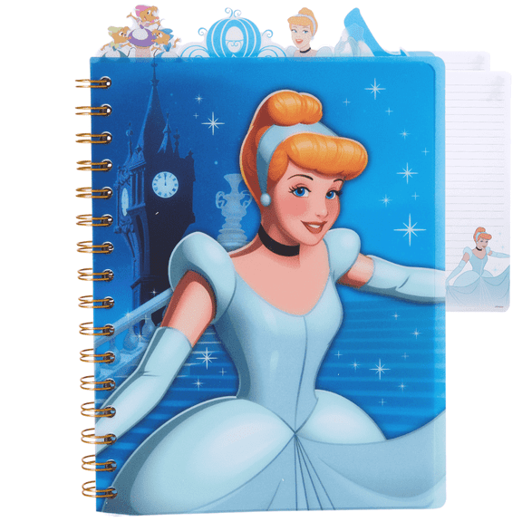 Innovative Designs Disney Cinderella Tab Journal Notebook, Spiral Bound, 96 Lined Pages, 8 x 7 inches