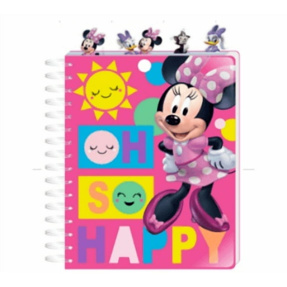 Innovative Designs Disney Minnie Mouse Tabbed Spiral Ruled Notebook, 96 Pages, 8" x 7" Sectioned Journal