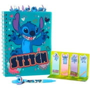 تصاميم مبتكرة Disney Stitch Tab Journal Spiral Notebook، Ballpoint Pen، Sticky Tabs، 96 Lined Pages، Blue   