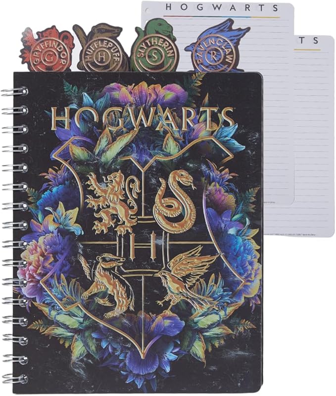 Innovative Designs Harry Potter Hogwarts Tab Journal Notebook, Spiral Bound, 96 Lined Pages, 8 x 7 inches, Black