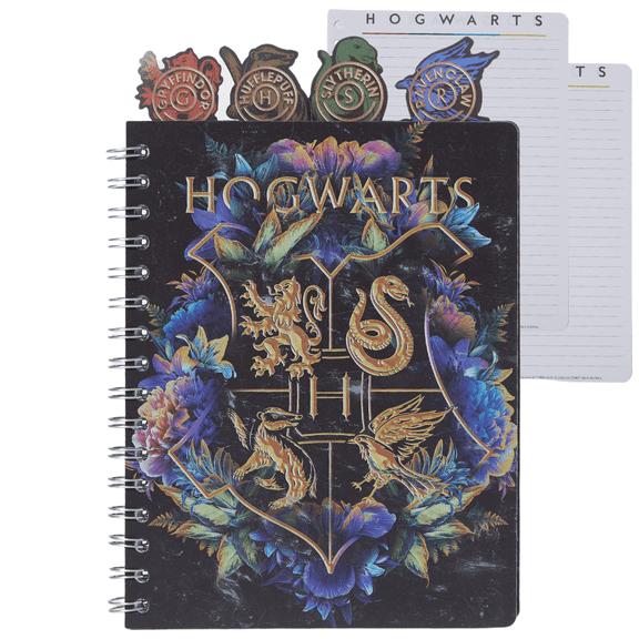 Innovative Designs Harry Potter Hogwarts Tab Journal Notebook, Spiral Bound, 96 Lined Pages, 8 x 7 inches, Black