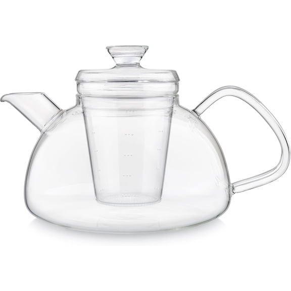 Innovative Filtered Borosilicate Glass Teapot With Microdot Whole Leaf Tea Glass Infuser, 40 ounces A Pure & Immersive Tea Experience Tea Purist's Choice