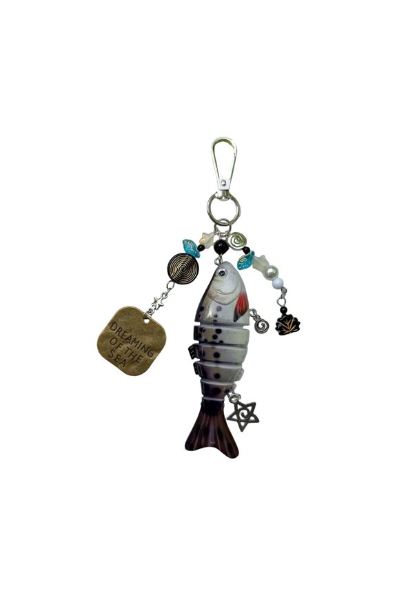 Innovative Fishing Baits Inspired Keychain with Dynamic Structure Sea Star and Beads Key Holder Everyday Accessory