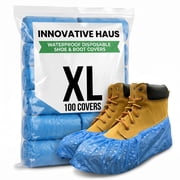 Innovative Haus 100 Pack Blue Extra Large Waterproof Disposable Shoe Covers