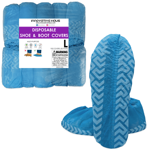 Innovative Haus 100 Pack Blue Large Disposable Shoe Covers