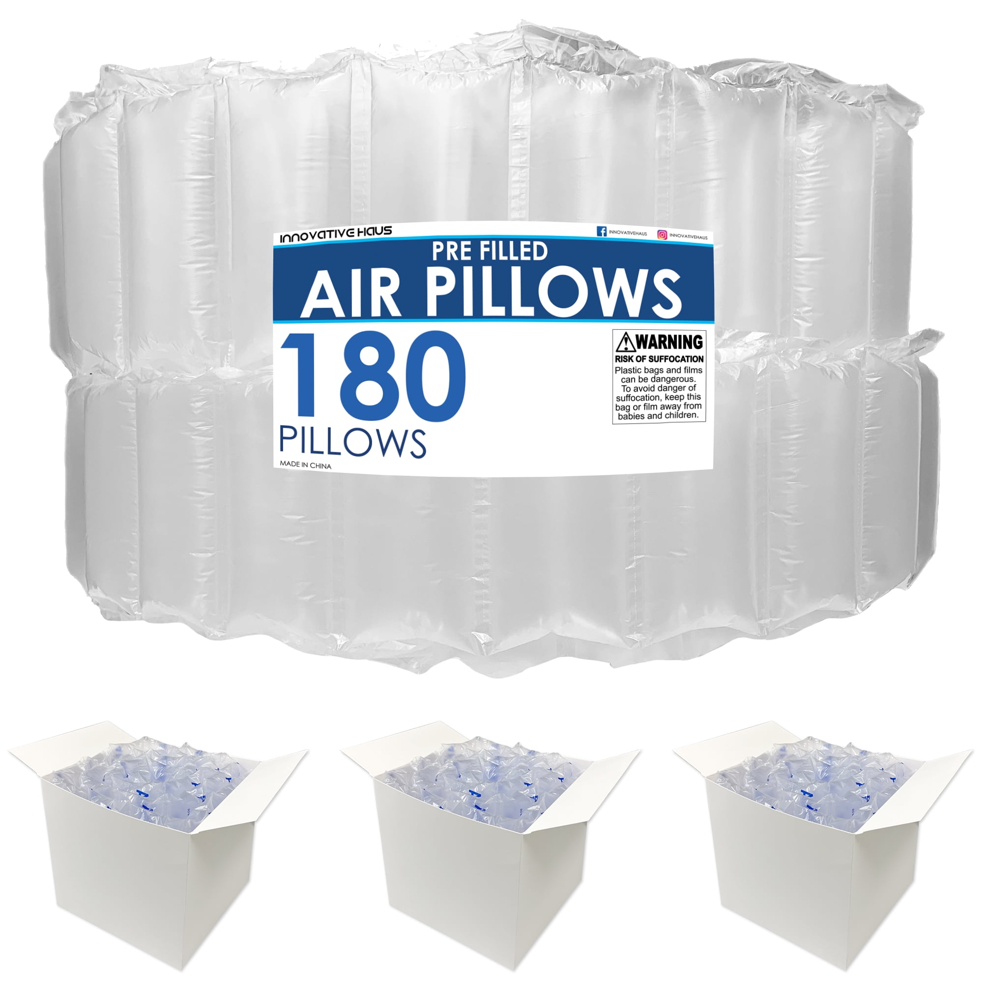 Innovative Haus 180 Count 4x8 Air Pillows for Filling Void in Package