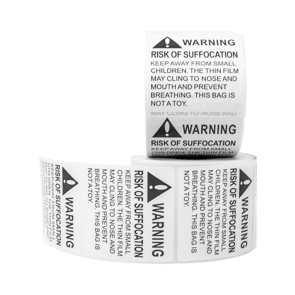 Innovative Haus 2 Rolls x 500 Labels Risk of Suffocation Warning Label