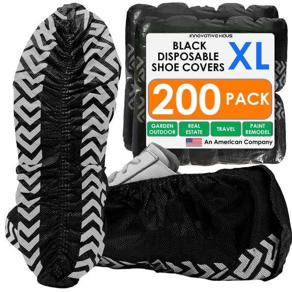 Innovative Haus 200 Pack Black Extra Large Disposable Shoe Covers