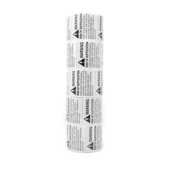 Innovative Haus 5 Rolls x 500 Labels Risk of Suffocation Warning Label