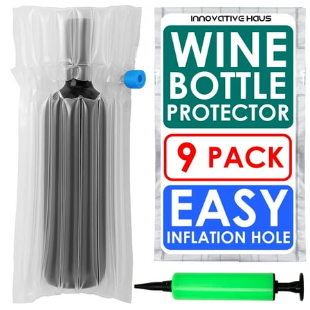 Innovative Haus Wine Bottle Protector Bag with Free Pump. 9 Pack
