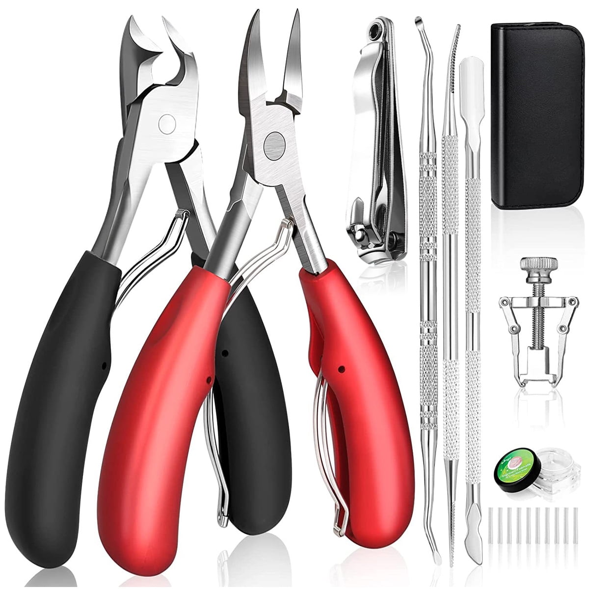 Professional Pedicure Tools Kit For Ingrown & Thick Toe Nails, Includes Heavy Duty Ingrown Toenail Clipper, Super Sharp Curved Blade Manicure Tools, Flexible Double Spring Design,