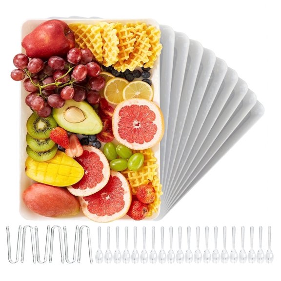 Innovative Life Rectangular Plates, Plastic, Perfect for Celebrations and Parties, Pack of 10