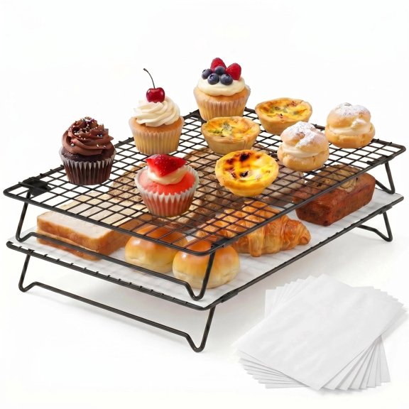 Innovative Life 2-Piece Cooling Rack Set, Ideal for Cooking and Baking, Oven- and Dishwasher-Safe, Black