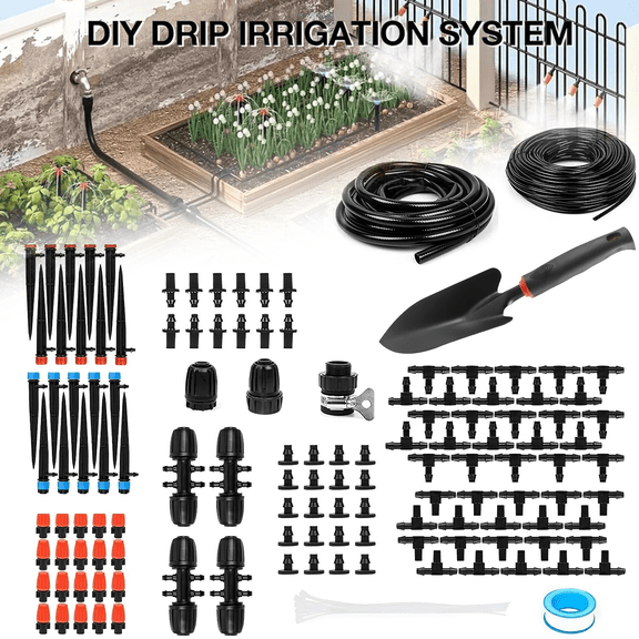 Innovative Life 226FT Garden Irrigation System,with 40 Nozzles and Emitters,Saving Water for Garden Greenhouse Patio Lawn