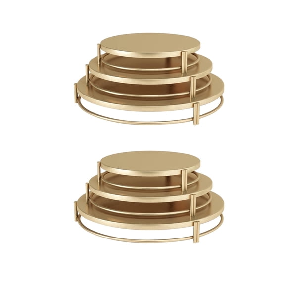 Innovative Life 6-Piece Gold Metal Cake Stand Set, 3 Assorted Sizes Dessert Display Tray