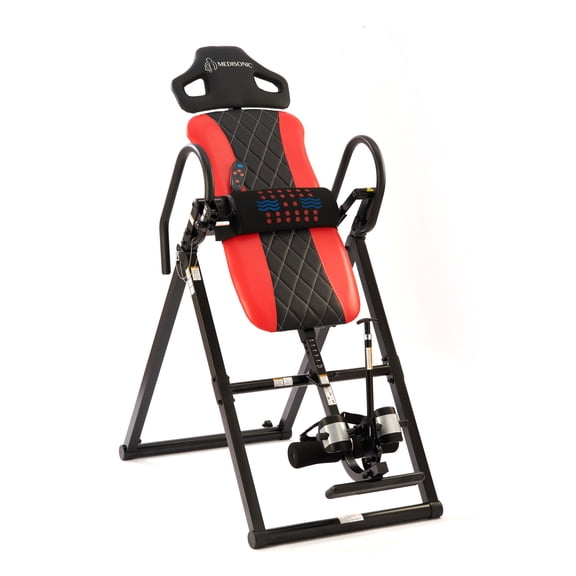 Innovative Medisonic Advanced Inversion Table with Adjustable Heat and Vibrating Massage Lumbar Pad 300lb capacity Red