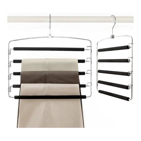 Innovative Multiple Pants Hanger, Space Saving Closet Organizer, Swing Arm With Non-Slip Padding, Durable Construction, Wardrobe Clothes Organizer, Gift-Worthy Packaging