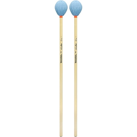 Innovative Percussion Weichen Lin Series Rattan Handle Marimba Mallets Medium Hard Sky Blue Yarn