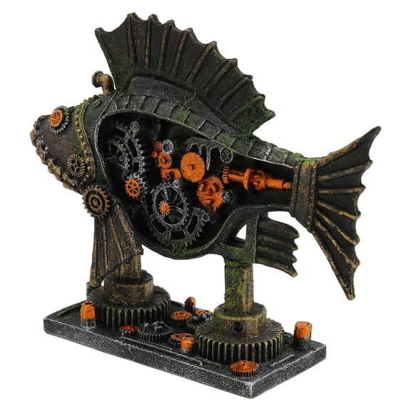 Innovative Robotic Fish Aquascaping Resin Aquarium Ornament, Sci-Fi Weapon Style Decor for Fish Tank (7.5 x 2.2 x 6.1 inches)