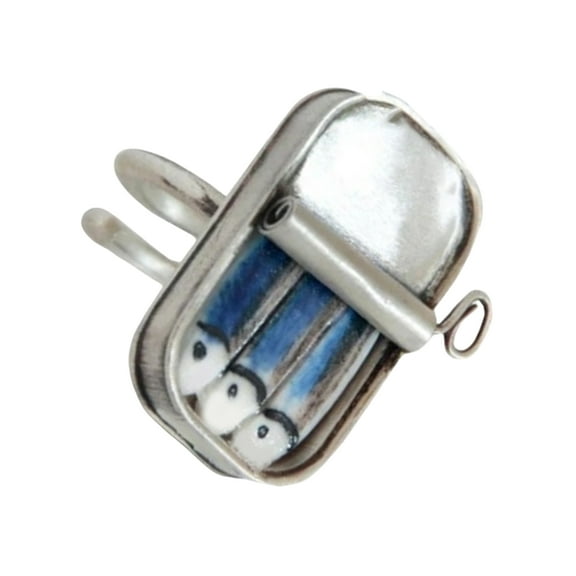 Innovative Sardine Can Appearance Rings Suitable for Special Event and Casual Looks Long Time Use Sturdy Alloy