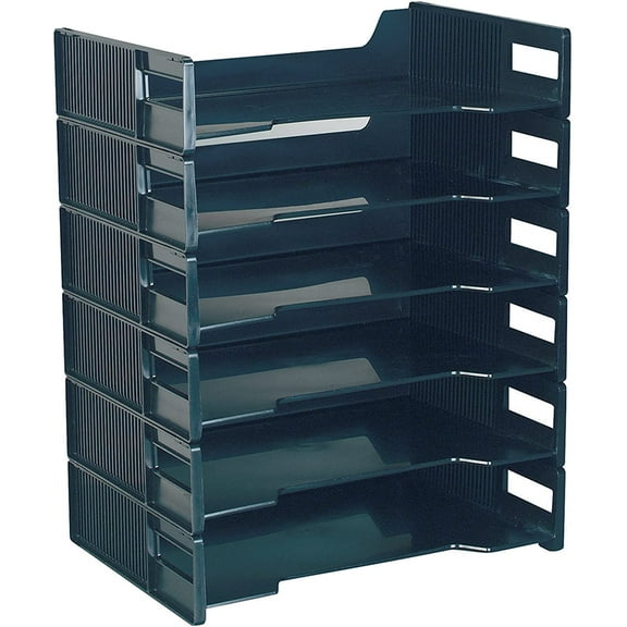 Innovative Storage Designs Stackable Letter Trays, Black, Pack Of 6