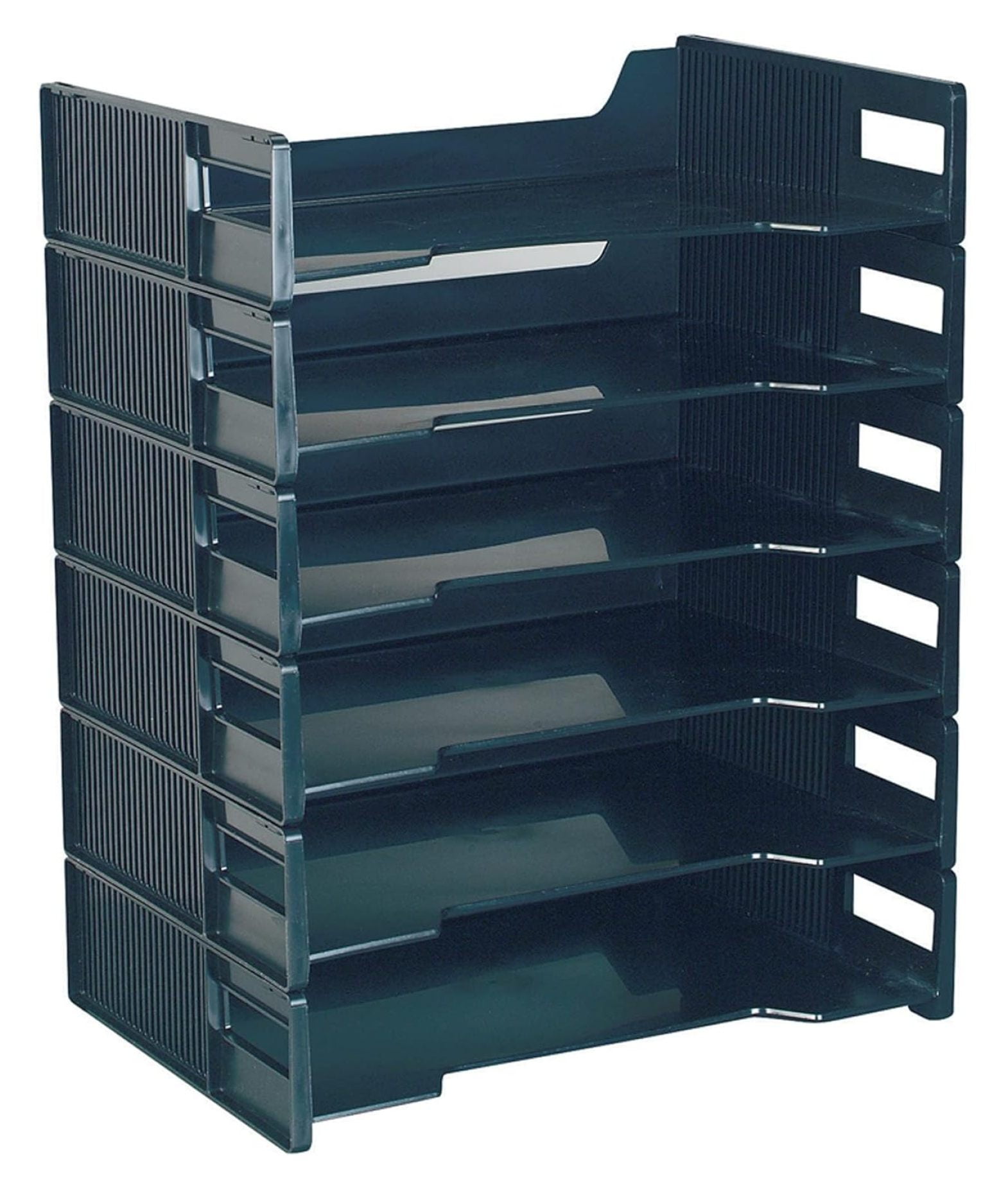 Black Stackable Plastic Letter Trays, Pack of 6