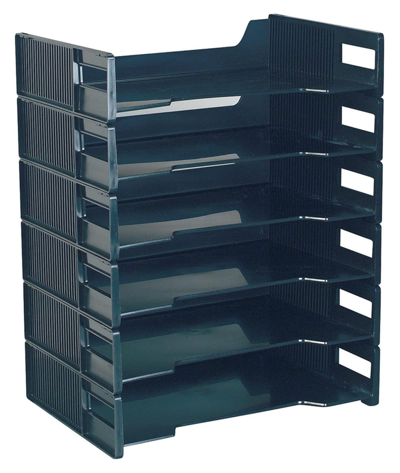 Black Stackable Plastic Letter Trays, Pack of 6