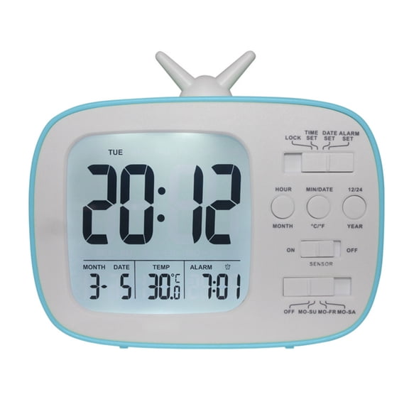 Innovative TV Look Digital Alarm Clock with Alarm and Calendar for Office Use