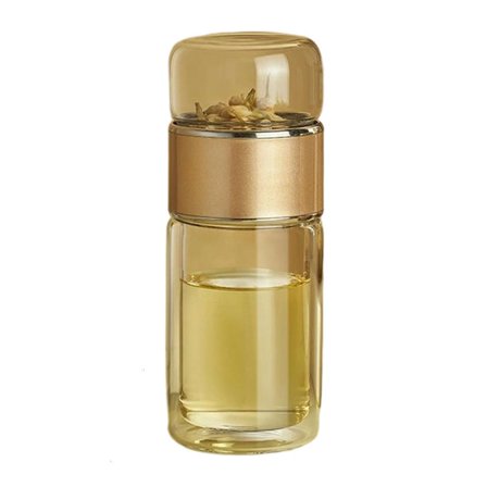 Innovative Teas Infuser Cup With Strainer Double Wall Borosilicate Glass Design For Hot Cold Beverages Portable Bottle