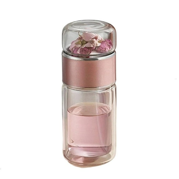 Innovative Teas Infuser Cup With Strainer Double Wall Borosilicate Glass Design For Hot Cold Beverages Portable Bottle