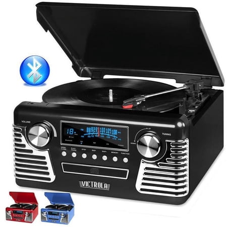 Innovative Technology Bluetooth Turntable with Stereo CD Player - Black