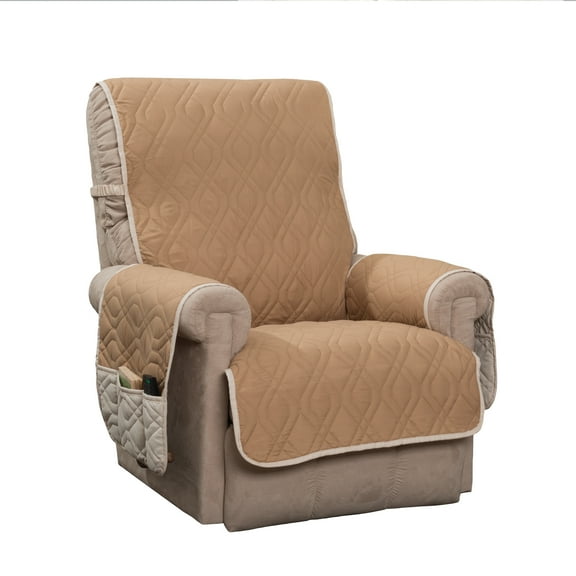 Innovative Textile Solutions 1-Piece 5 Star Solid Recliner Furniture Cover Slipcover, Toast/Ivory