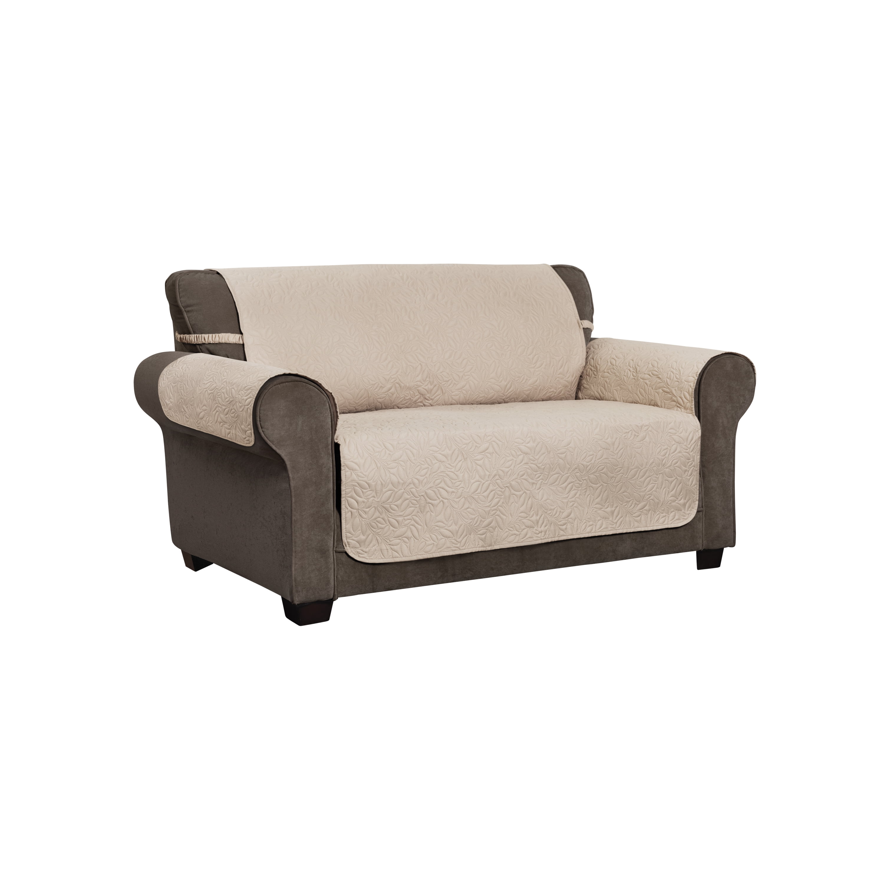 Innovative Textile Solutions 1-Piece Belmont Leaf Secure Fit Loveseat Furniture Cover Slipcover, Natural