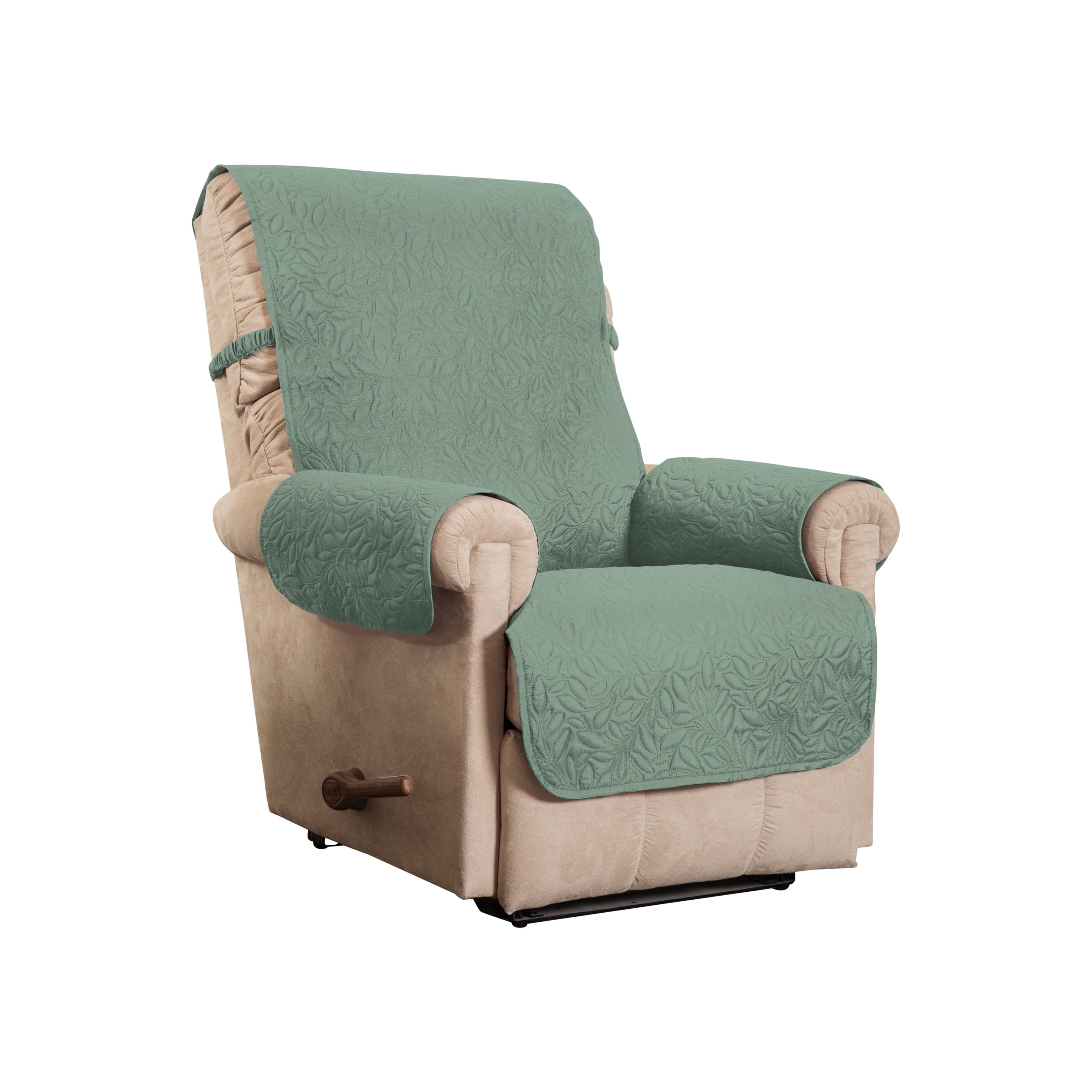 Innovative Textile Solutions 1-Piece Belmont Leaf Secure Fit Recliner Furniture Cover Slipcover, Moss