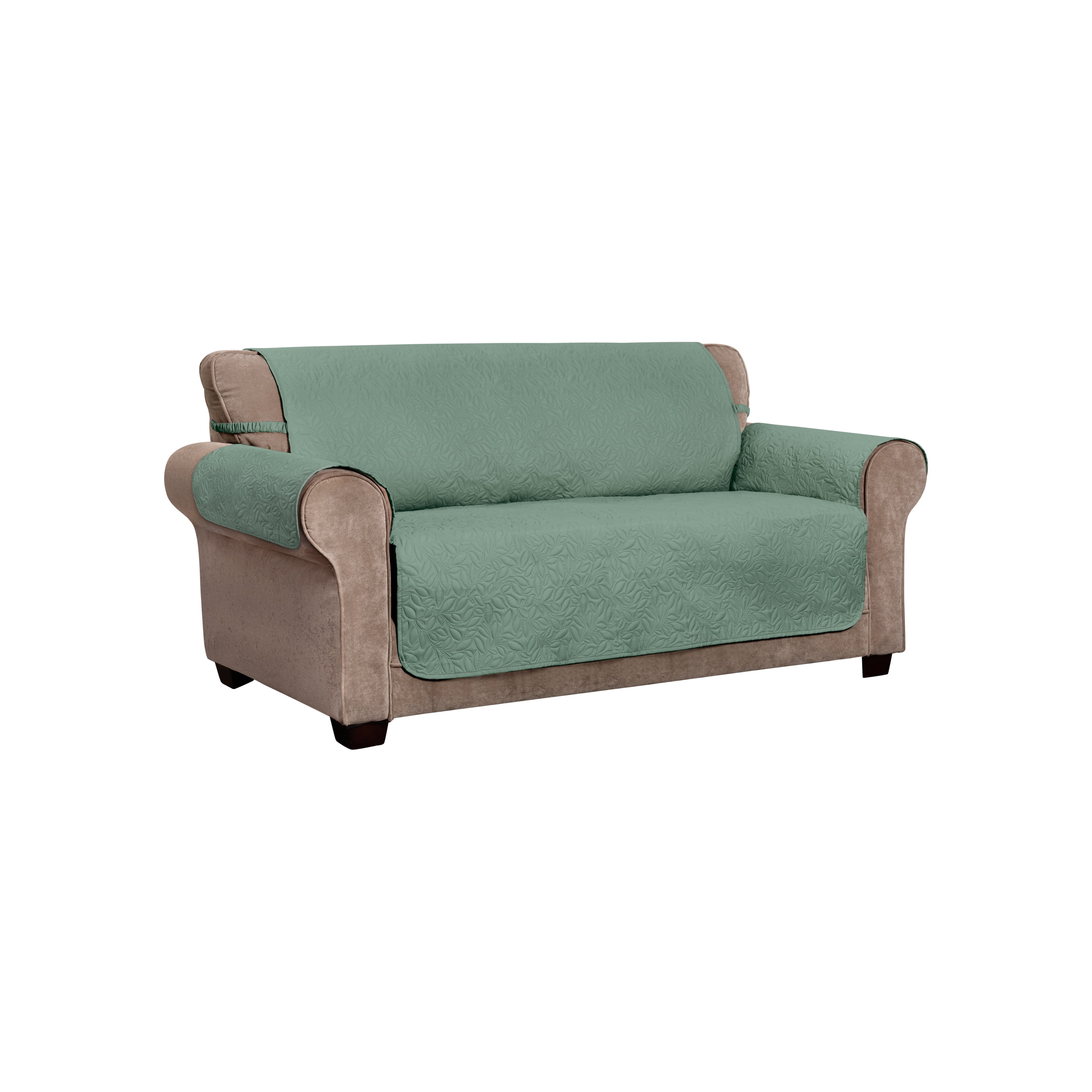 Innovative Textile Solutions 1-Piece Belmont Leaf Secure Fit Sofa Furniture Cover Slipcover, Moss