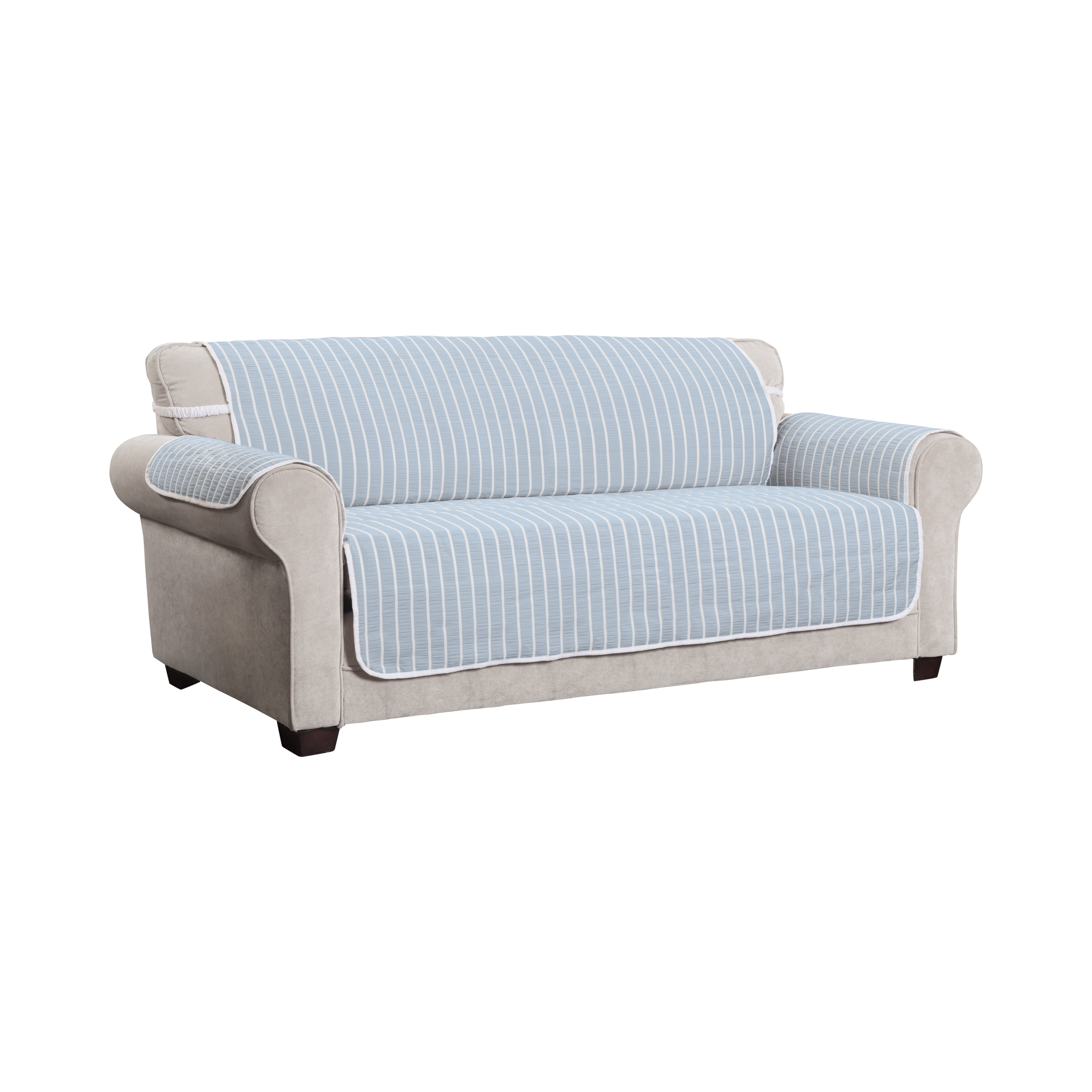 Innovative Textile Solutions 1-Piece Harper Striped XL Sofa Furniture Cover Slipcover, Light Blue