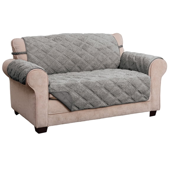 Innovative Textile Solutions 1-Piece Hudson Sherpa Waterproof Loveseat Furniture Cover, Grey