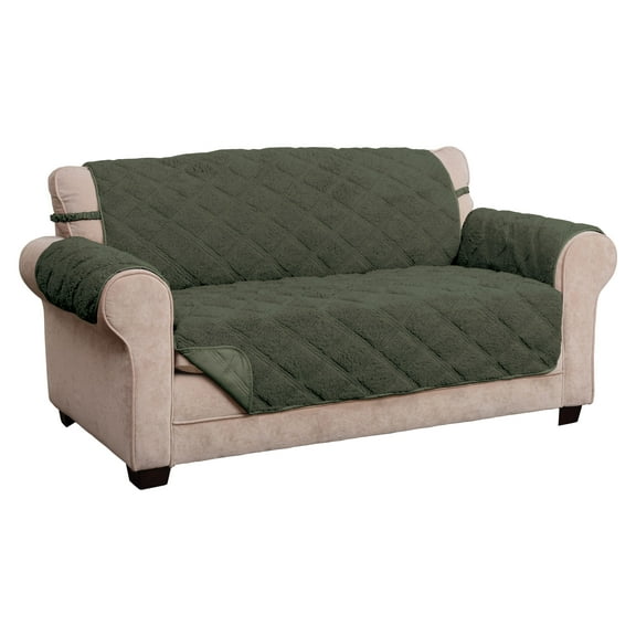 Innovative Textile Solutions 1-Piece Hudson Sherpa Waterproof Sofa Furniture Cover, Hunter Green