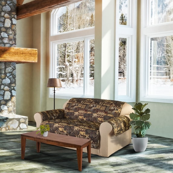 Innovative Textile Solutions 1-Piece Lodge Print Loveseat Furniture Cover Slipcover