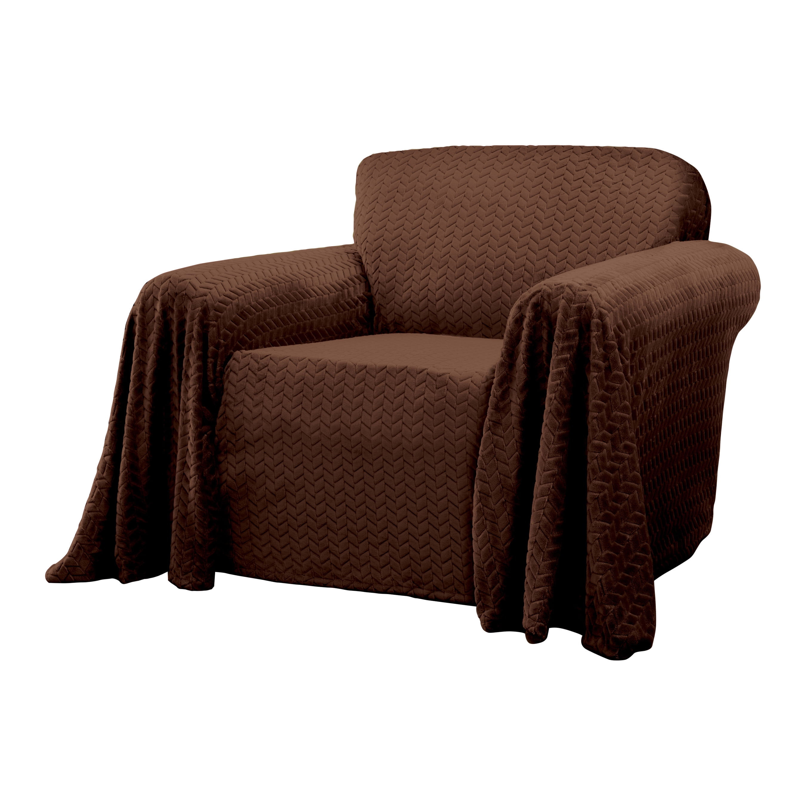 Innovative Textile Solutions 1-Piece Mason Throw Chair Slipcover, Chocolate