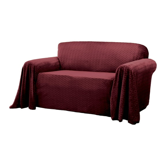 Innovative Textile Solutions 1-Piece Mason Throw Loveseat Slipcover, Wine