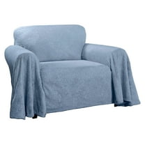 Innovative Textile Solutions 1-Piece Plush Damask Throw Chair Slipcover, Blue
