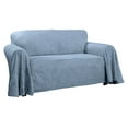 thumbnail image 1 of Innovative Textile Solutions 1-Piece Plush Damask Throw Sofa Slipcover, Blue, 1 of 4