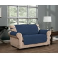 thumbnail image 1 of Innovative Textile Solutions 1-Piece Ripple Plush Secure Fit Loveseat Furniture Cover Slipcover, Blue, 1 of 5