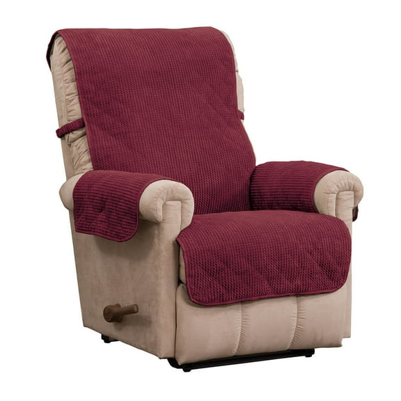 Innovative Textile Solutions 1-Piece Ripple Plush Secure Fit Recliner Furniture Cover Slipcover, Burgundy