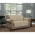 thumbnail image 1 of Innovative Textile Solutions 1-Piece Ripple Plush Secure Fit Sofa Furniture Cover Slipcover, Natural, 1 of 5