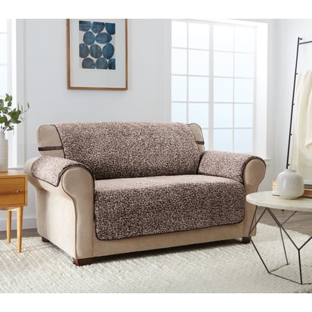 Innovative Textile Solutions 1-piece Cambridge Sherpa Loveseat Furniture Cover, Mocha